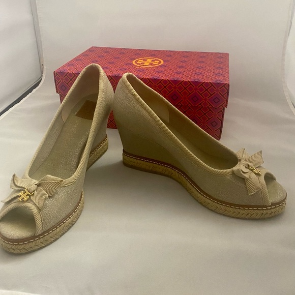 Tory Burch- Jackie Peep toe Wedges - Picture 2 of 6